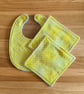 Newborn Baby Boxed Gift Set-Bib & Matching Baby Wipes Bib-Lemon Dots-BGS15