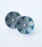 Flower studs in teal and silver - Image 4