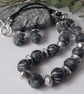 Handmade jewellery, black and silver statement necklace - Image 4