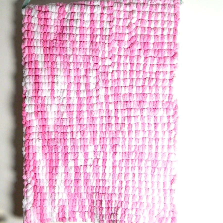 Lovely Pink and White Pom Pom Baby Blanket