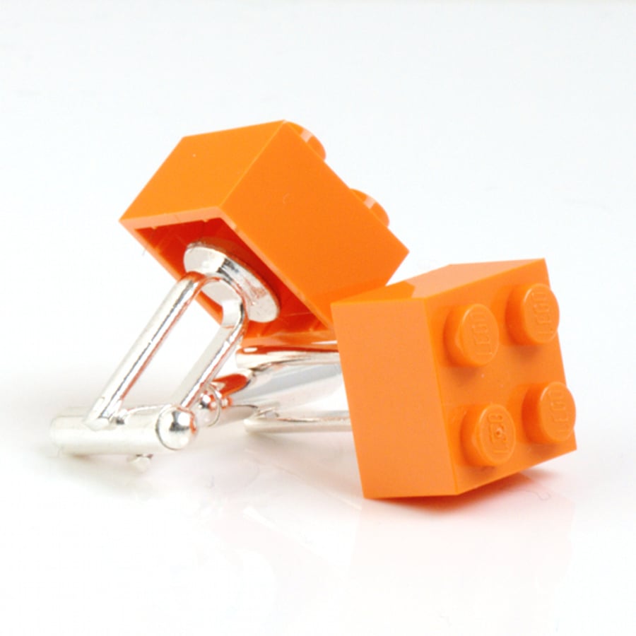 Orange Lego Brick Cufflinks