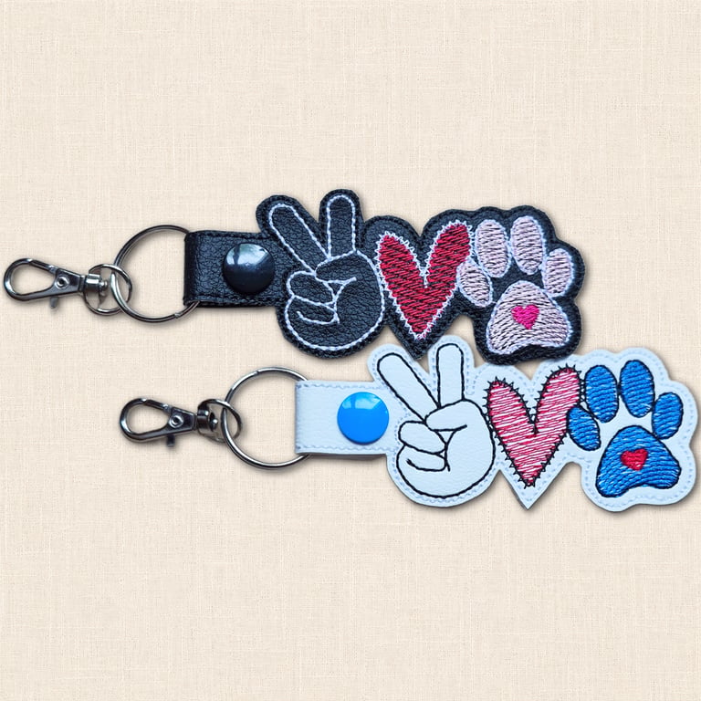 Pawprint Keyring - Peace Love Pawprint Faux Leather Bag Charm