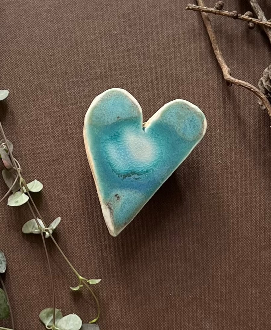 A Ceramic handmade small hanging heart - 12 - Summer Studio Sale 