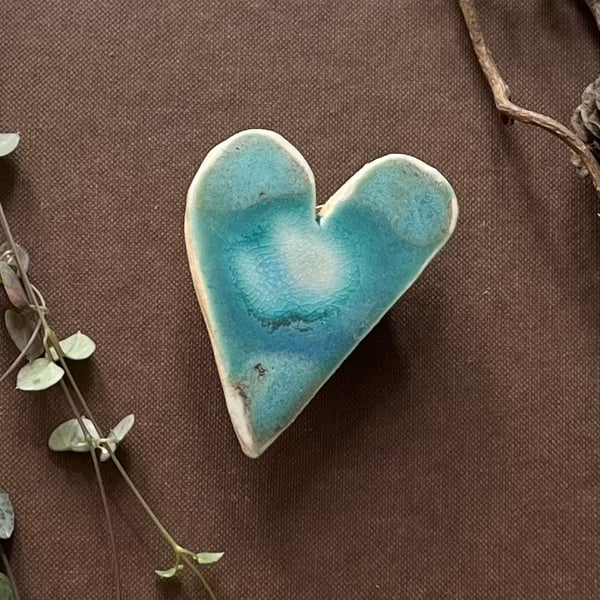 A Ceramic handmade small hanging heart - 12 - Summer Studio Sale 