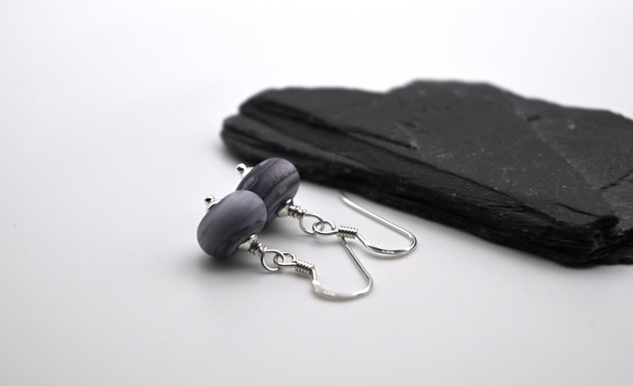 small purple lampwork glass earrings