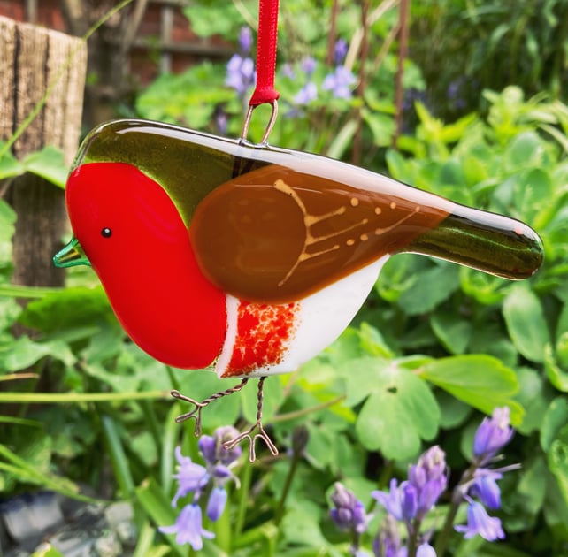 Fused Glass Robin