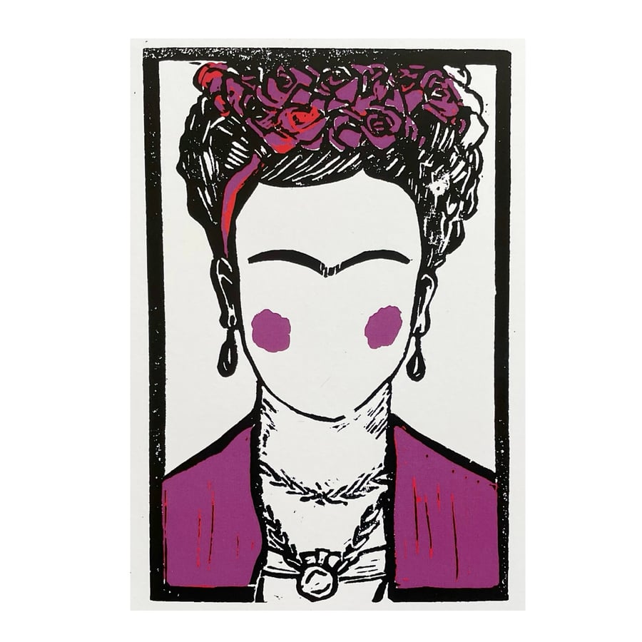Frida Kahlo greetings card (purple)