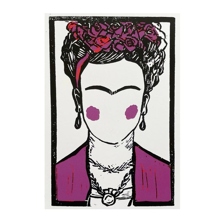 Frida Kahlo greetings card (purple)