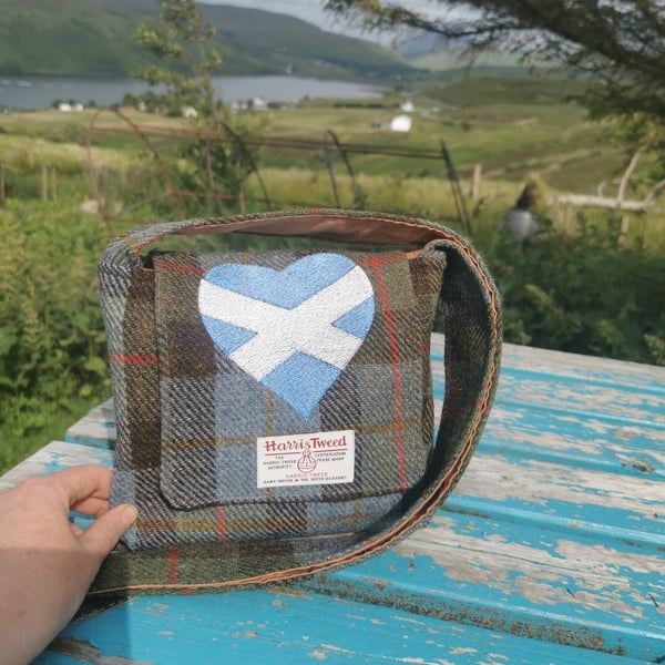 Harris Tweed Macleod Hunting tartan with saltire heart