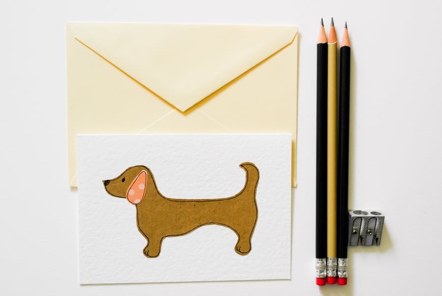 Sausage Dog Card Stationery Set - Dachshund Dog Set of 6 cards