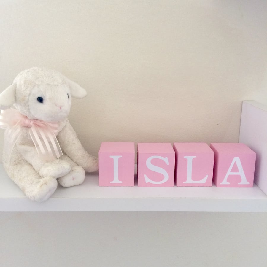 Personalised pine handpainted wood name blocks