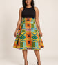Kente Print Half Circle Cotton Skirt with Pockets – 49 Inch Waist