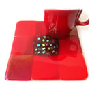 Fused Glass Trivet Red Trivet 16cm 039