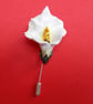 WHITE CALLA LILY- ARUM LILY PIN Wedding Lapel Flower Brooch HANDMADE HANDPAINTED - Image 4