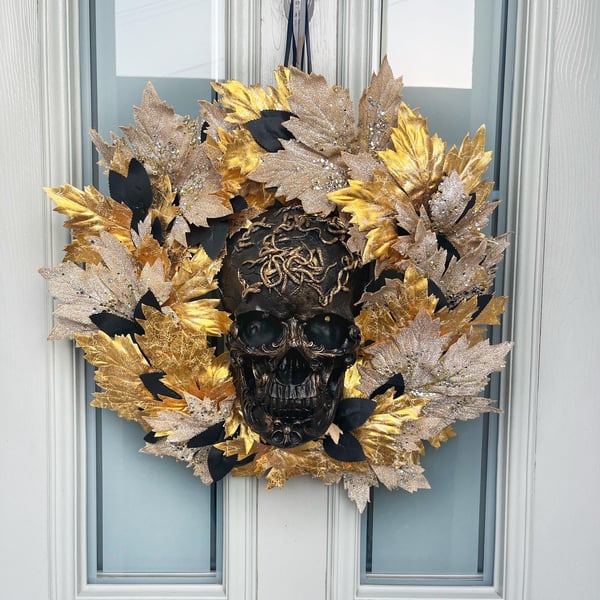 Halloween wreath for front door, ghost wreath, skull wreath, pumpkin wreath, aut