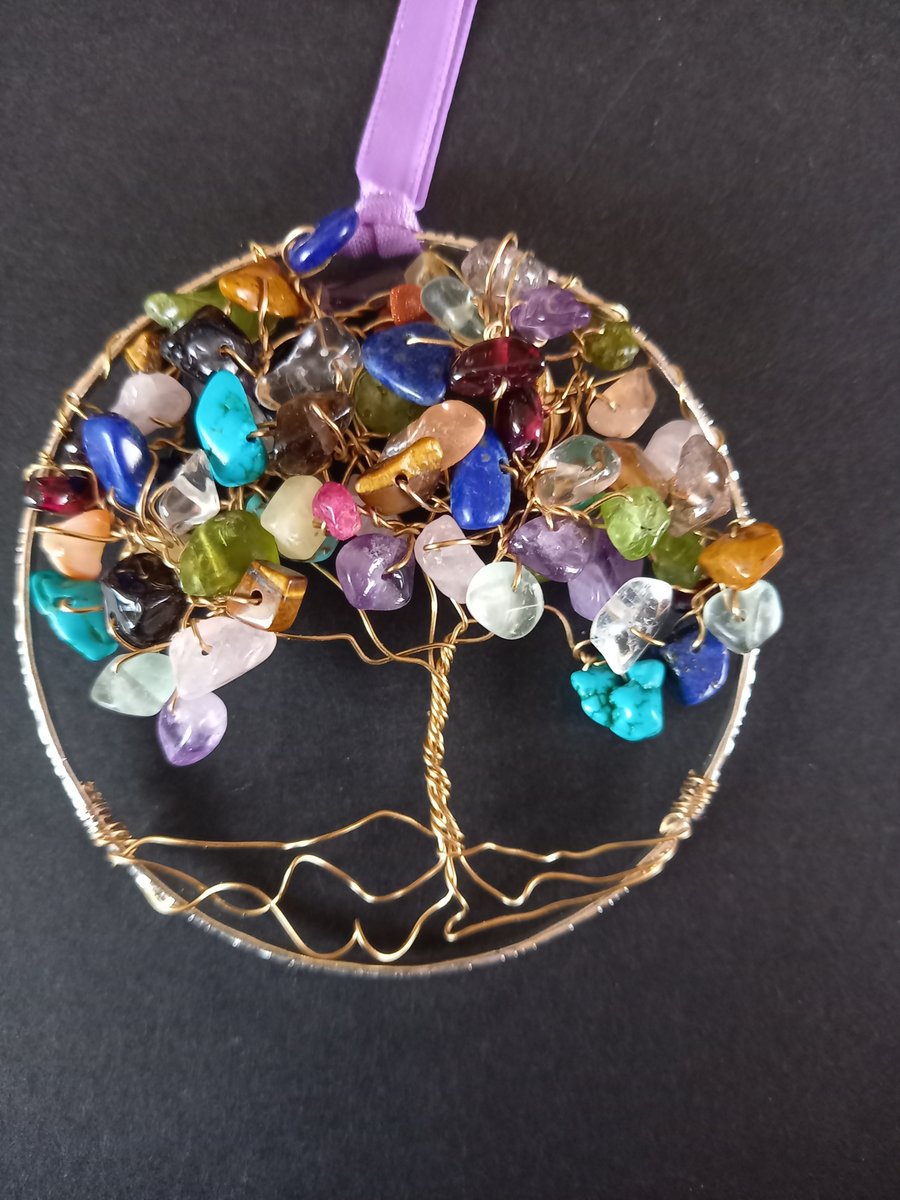  Mixed Crystal tree of life bangle hangers on a ribbon 