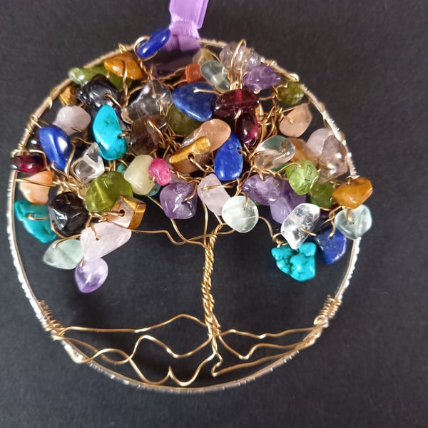 Mixed Crystal tree of life bangle hangers on a ribbon 