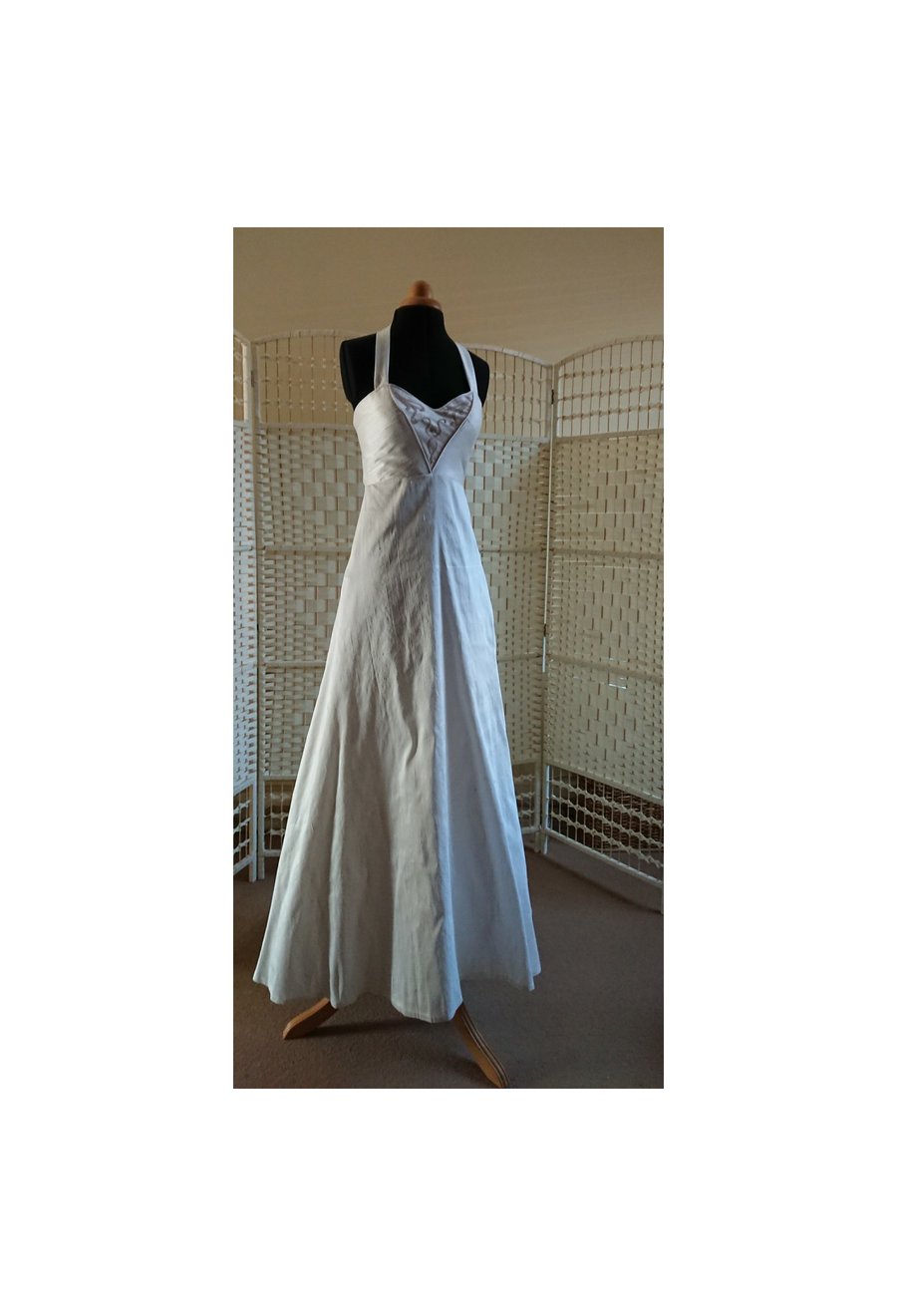 Hand embroidered silk halter neck handmade wedding dress