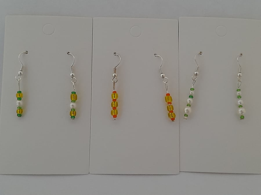 Set of 3 Handmade earrings for pierced ears