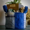 Round Fabric Storage Basket Handmade Vintage Fabric Basket Project Bag