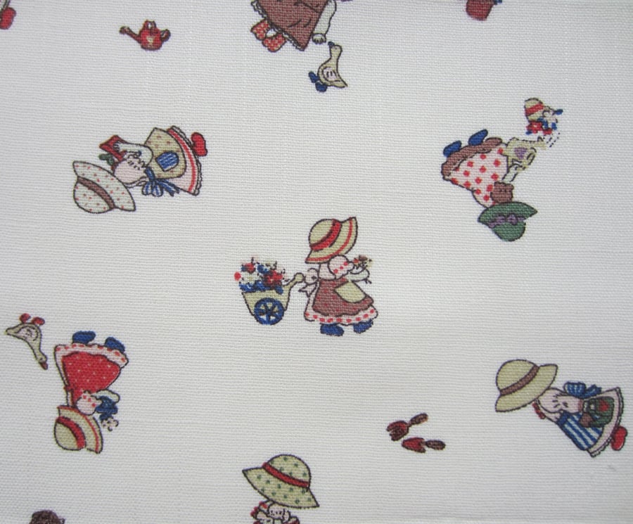 SALE Girl in Bonnet Fabric. Fat Quarter Remnant.