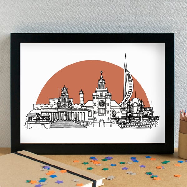 Portsmouth Skyline Art Print