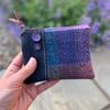 Purple wool and herringbone fabric coin purse small pouch