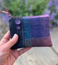 Purple wool and herringbone fabric coin purse small pouch