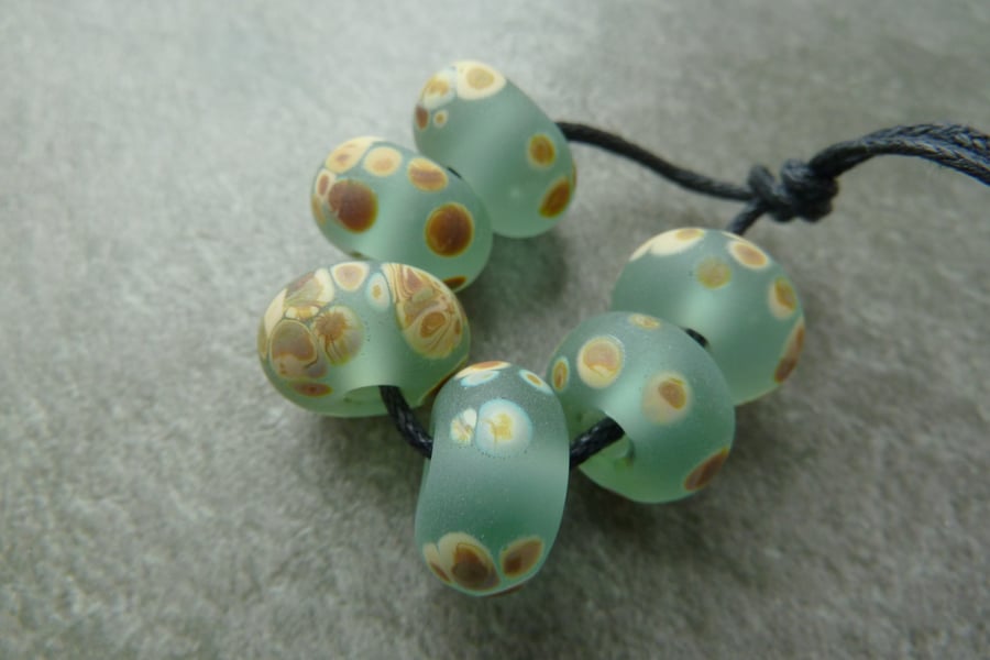 aqua raku lampwork glass beads