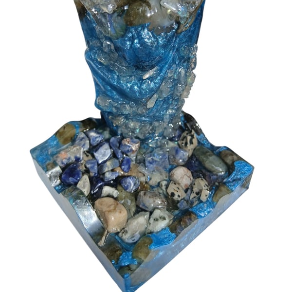 Midnight Guardian Bat Figurine Lapis Lazuli and Moonstone 