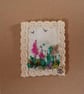 ,FOXGLOVES, handmade, original, embroidered A6 blank greetings card  - Image 2