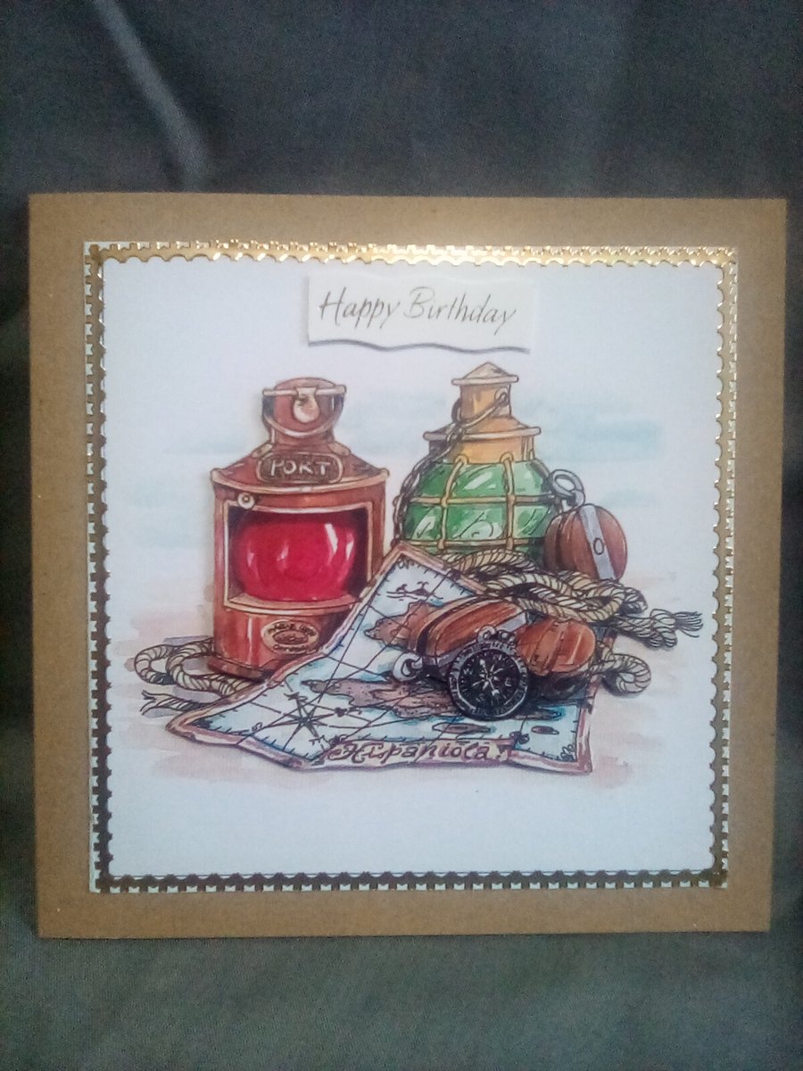 handmade decoupage Mens Birthday card
