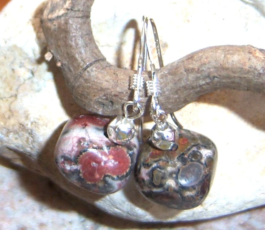Earrings with Leopardskin Jasper