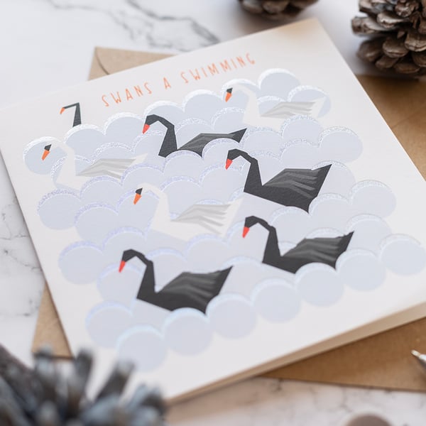 Seven Swans A Swimming Christmas Card