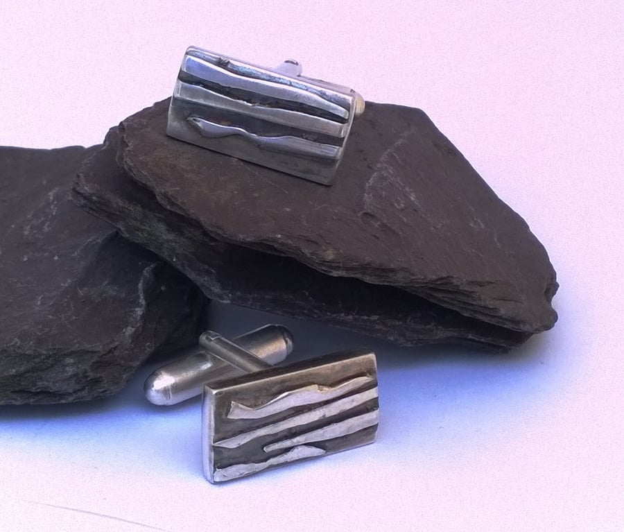 Silver Textured Cuff Links
