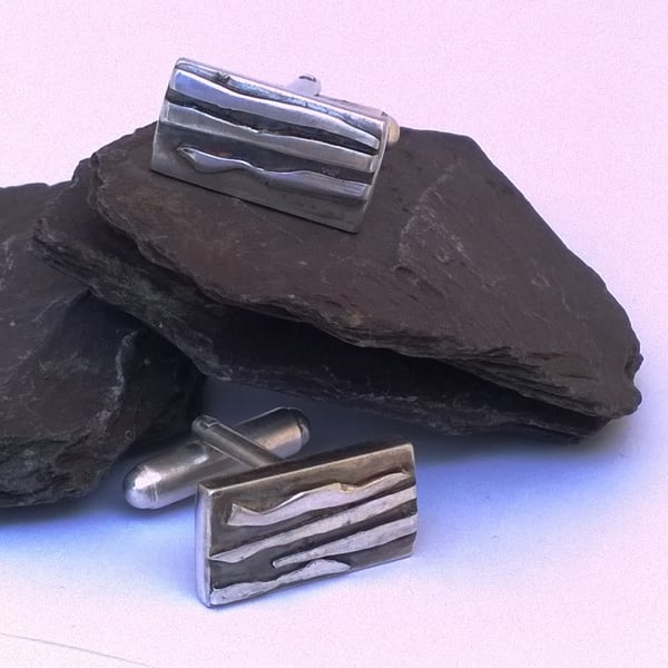 Silver Textured Cuff Links