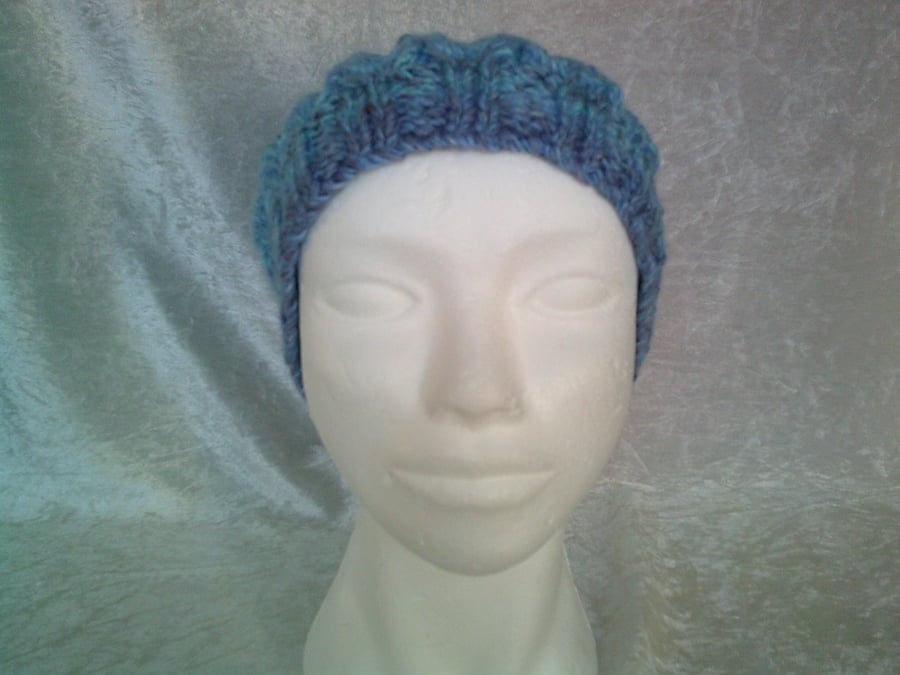Blue Lacy Beanie Style Hat