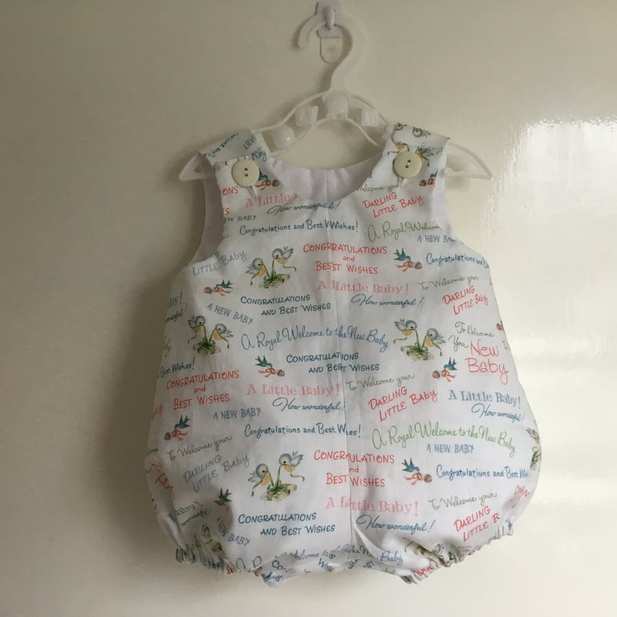 Baby boy or girl bubble romper, vintage style romper, new baby shower gift 0-3mo