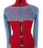  Mesh Crochet Crop Top, Sexy Cotton Shrug, Blue Netting Shrug with Long Sleeves - Image 9
