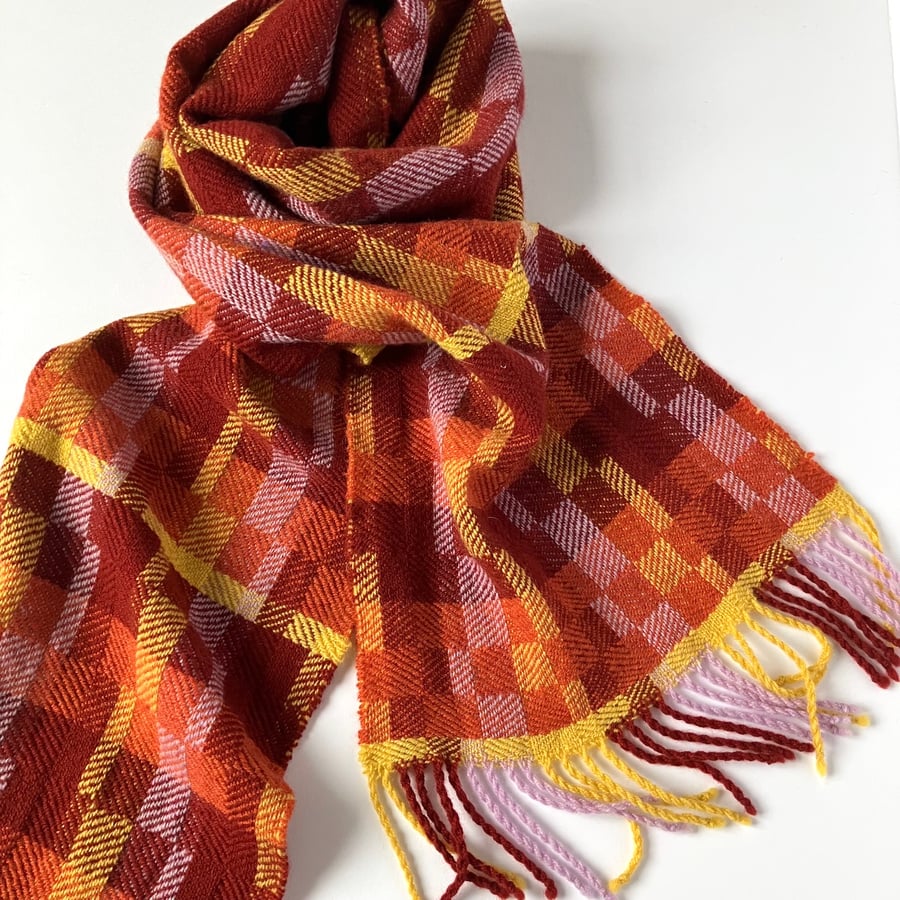 Autumn Musing - Contemporary Handwoven Lambswool Scarf - Long