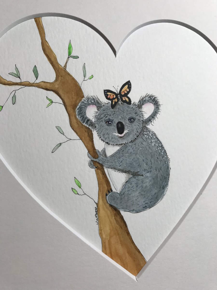 Original Painting Koala and butterfly Jo Roper