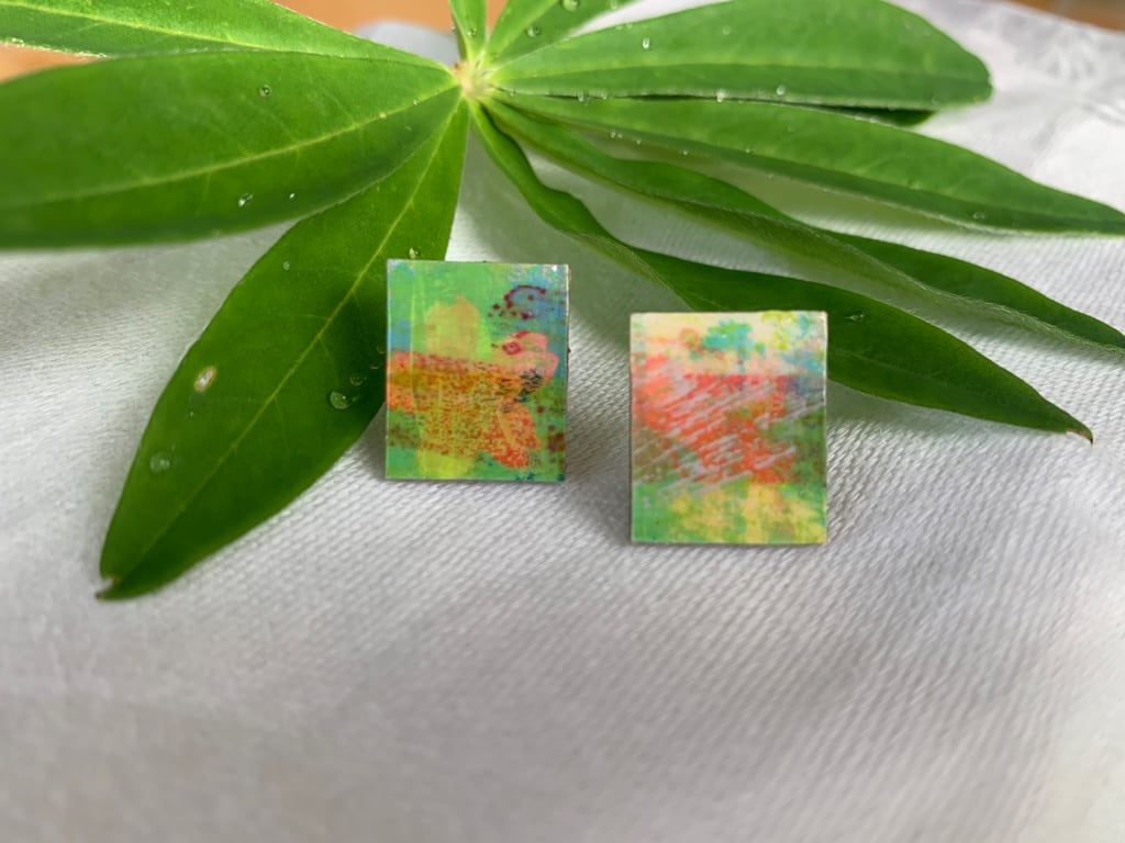 Happy Days,  Stainless Steel Post Earrings.