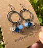 Vintage Crystal Earrings Dainty Hoops with Beautiful Blue Sparkles 