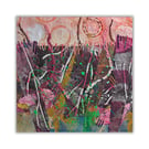 Abstract textile landscape - mounted - hand stitched - fibre art - gift