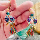 Boho Bling bead and silk tassel earrings - BBE01