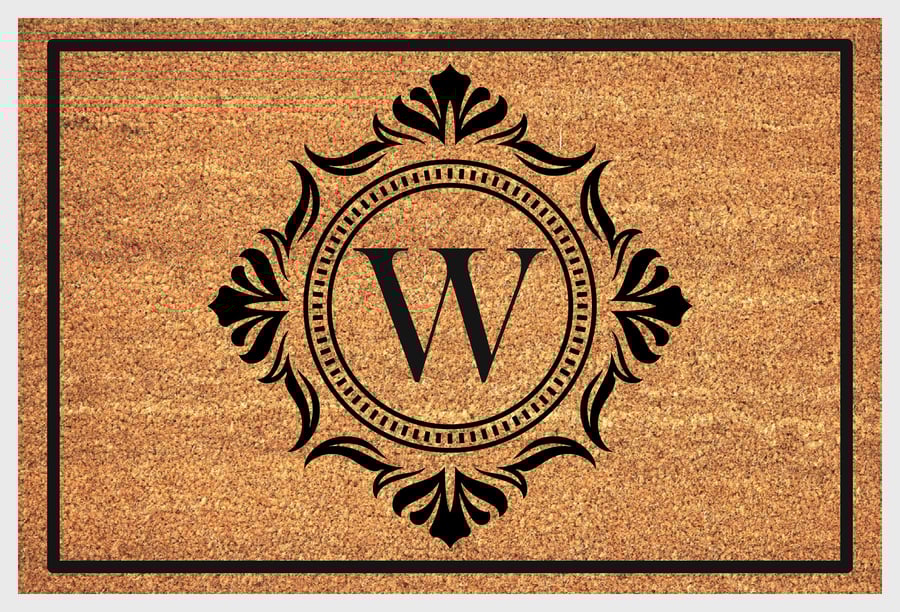 W Letter Door Mat - Monogram Letter W Welcome Mat - 3 Sizes