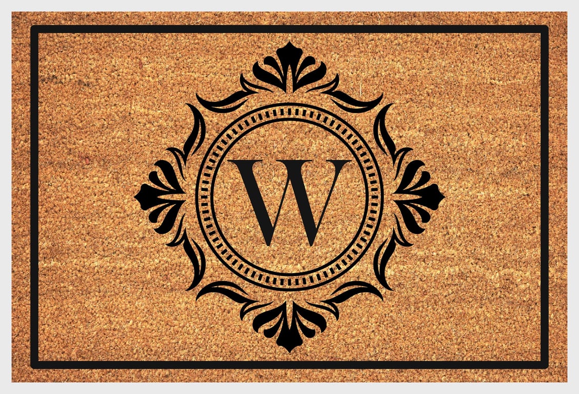 W Letter Door Mat - Monogram Letter W Welcome Mat - 3 Sizes