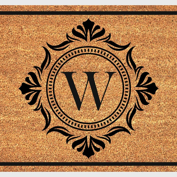 W Letter Door Mat - Monogram Letter W Welcome Mat - 3 Sizes