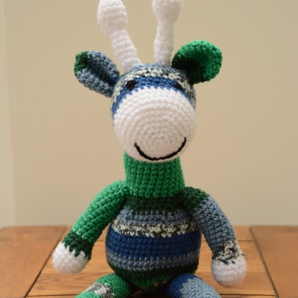 Giraffe Soft Toy - blue, green and white