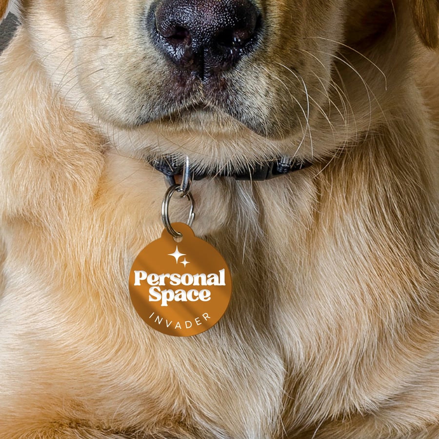 Personal Space Invader - Personalised Dog ID Tag: Custom Pet Safety Accessories